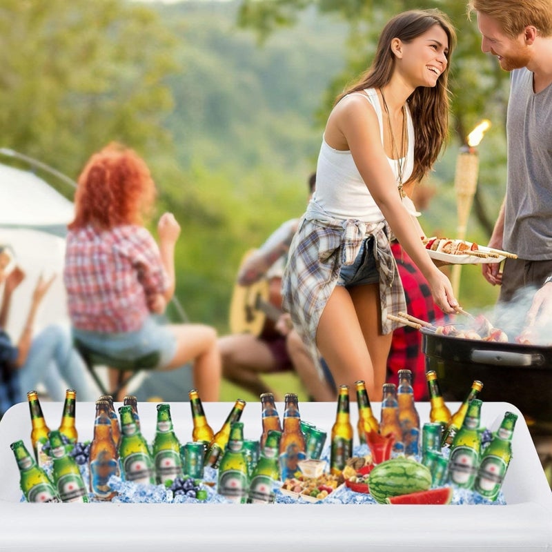 Moon Boat 2 Pack Inflatable Serving Bar Buffet Cooler - Ice Tray for Food & Drinks, Portable for Parties, BBQ, Picnic, Pool Keep Cold All Day Reusable & Leak-Proof Summer Essentials - Image 2